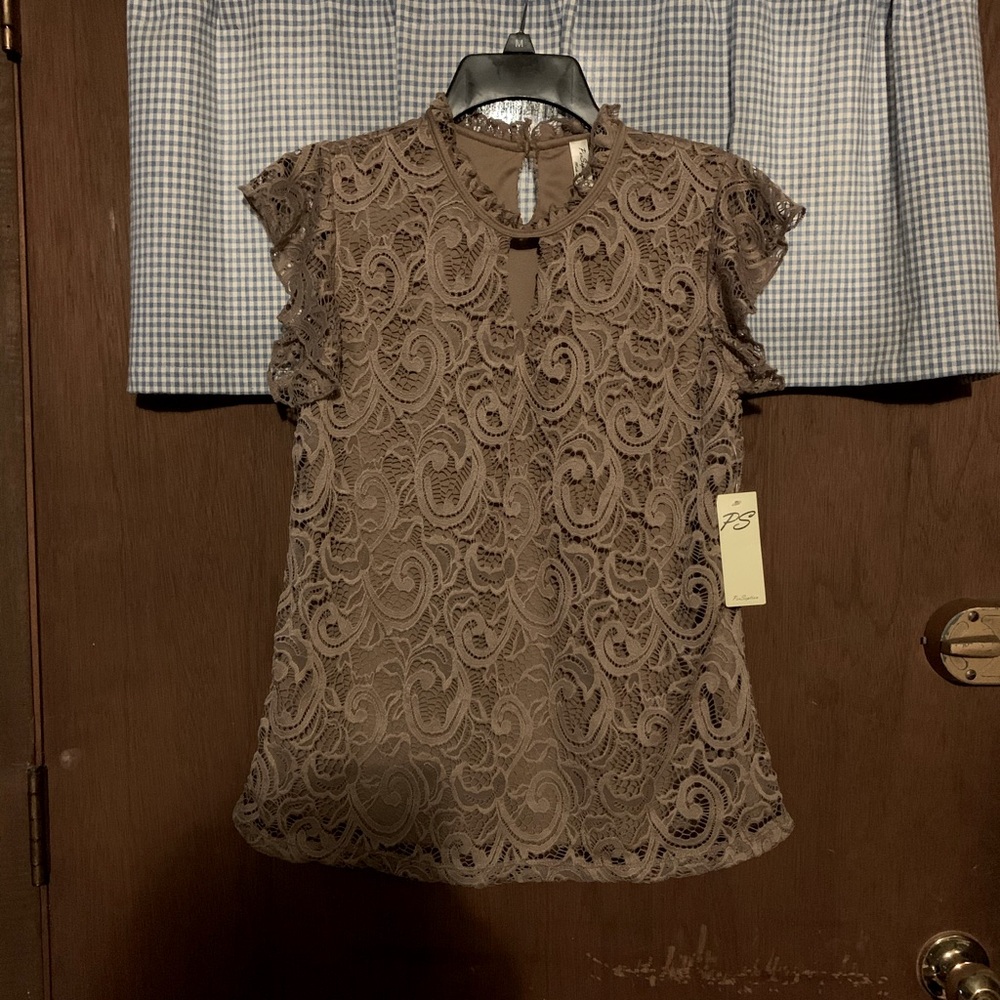 PerSeption Brown Lace Top Small NWT - Picture 1 of 12